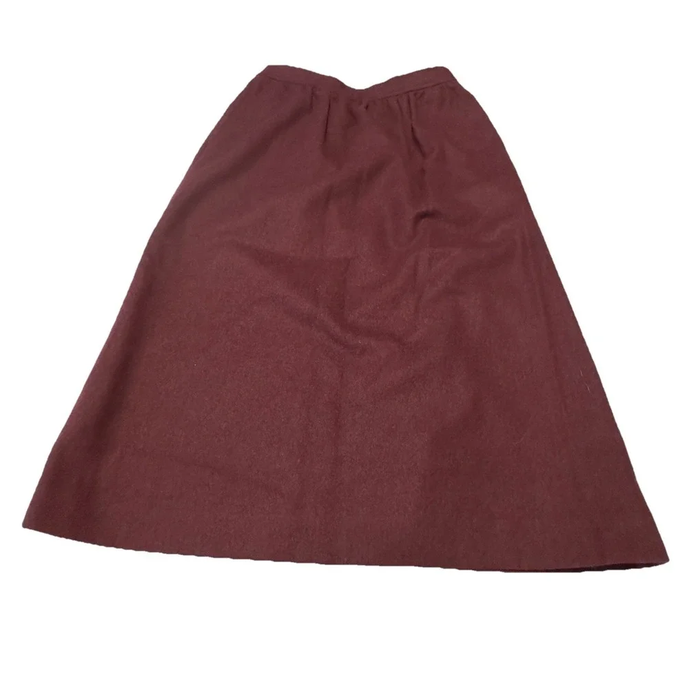 Vintage Evan Picone Womens Skirt Burgundy Size 10 A-Line Wool‎ Union Tag 60s 70s
